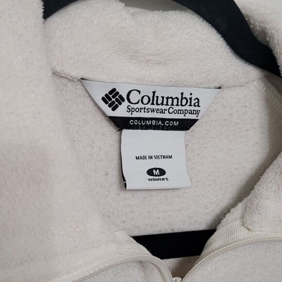 Columbia Women’s Medium White Fleece Zip Up Jacket Long Sleeve Outdoor GUC - Picture 4 of 5